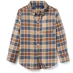 Janie and Jack Boy Classic Flannel Button Down in Brown, Tan and Grey